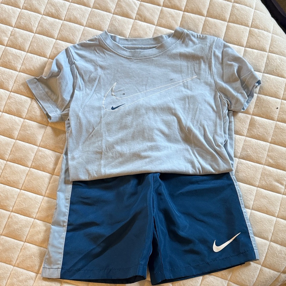 Nike Light Blue Tee and Navy Shorts Set